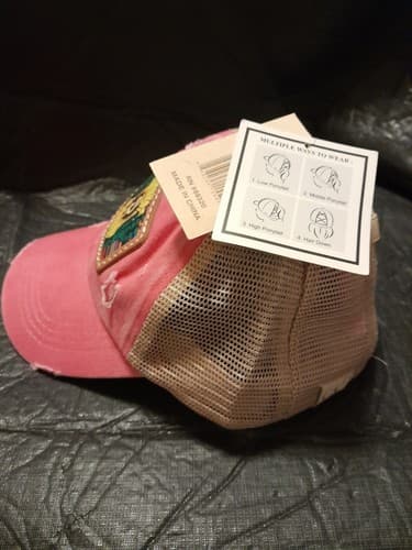 C.C Kids Distressed Sunflower Cactus Patch Criss Cross Ponytail Hat Cap NWT - Thumbnail 5