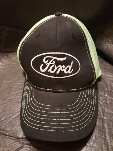 Ford Men’s Logo Green & Black Mesh Adjustable Trucker Hat Cap - Thumbnail 2