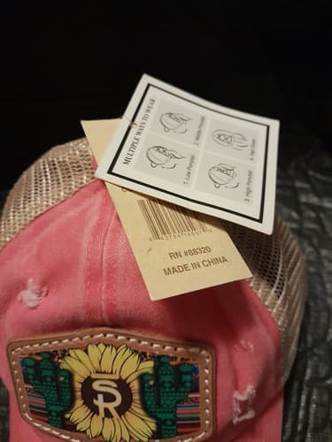 C.C Kids Distressed Sunflower Cactus Patch Criss Cross Ponytail Hat Cap NWT - Thumbnail 2