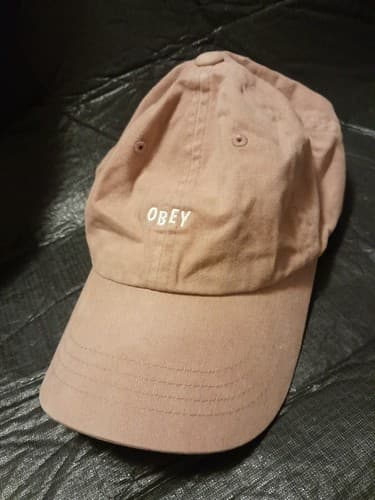 OBEY Worldwide Strapback Hat Pale Pink Embroidered Cotton Cap OSFA - Thumbnail 2