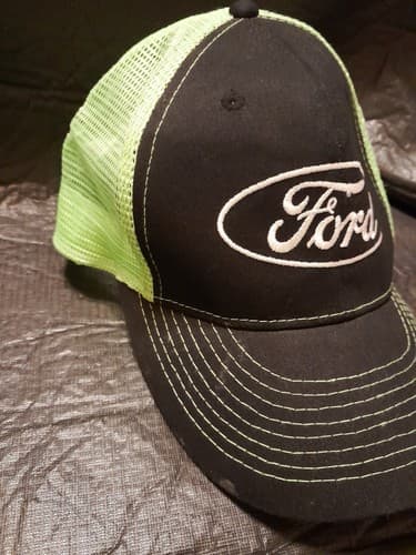 Ford Men’s Logo Green & Black Mesh Adjustable Trucker Hat Cap - Thumbnail 3