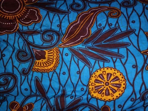 1½ Yd Abstract Floral Quilt Fabric Turquoise Brown Yellow Boho Cotton - Thumbnail 3