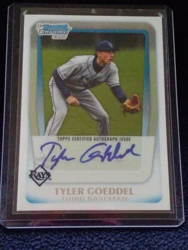 2011 Bowman Chrome Draft Tyler Goeddel Auto Blue Refractor /150 Rays - Image 1