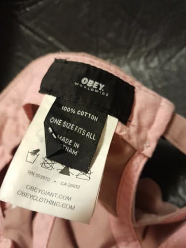 OBEY Worldwide Strapback Hat Pale Pink Embroidered Cotton Cap OSFA - Thumbnail 6