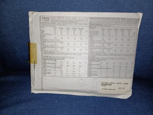 McCalls 2652 Misses Dress & Jacket Sewing with Nancy Pattern 16, 18 Large FF UC - Thumbnail 3