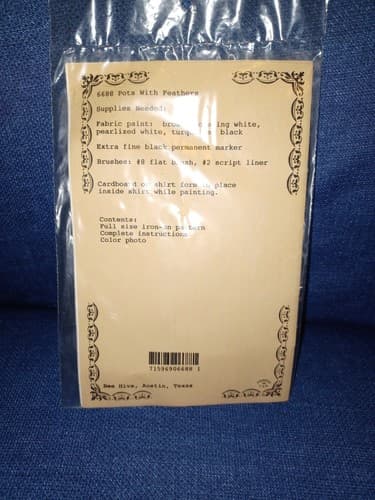 Bee Hive #6688 Iron-On Pattern Pots with Feathers Full-Size Transfer - Thumbnail 2