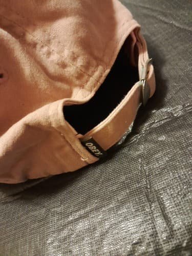 OBEY Worldwide Strapback Hat Pale Pink Embroidered Cotton Cap OSFA - Thumbnail 3