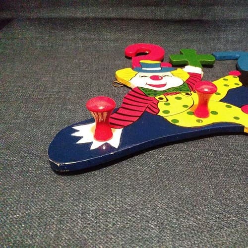 2 Clowns 2+7=9 Coat Rack Hat Rack Lanyard Rack Jewelry Rack Clown Art Leash Rack - Thumbnail 5