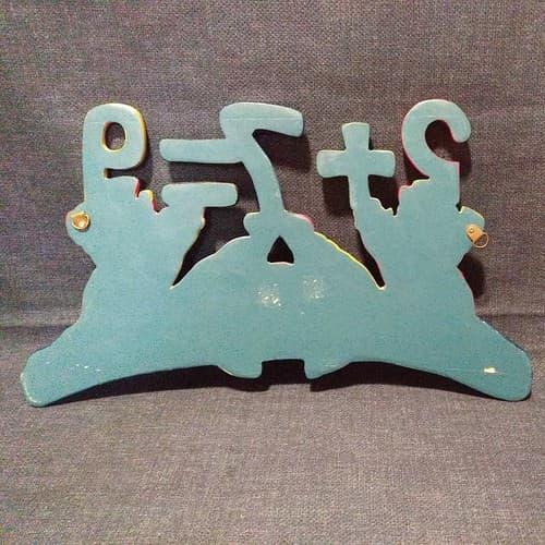2 Clowns 2+7=9 Coat Rack Hat Rack Lanyard Rack Jewelry Rack Clown Art Leash Rack - Thumbnail 6