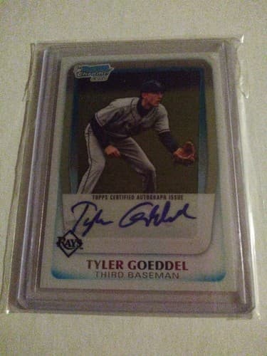 2011 Bowman Chrome Draft Tyler Goeddel Auto Blue Refractor /150 Rays - Thumbnail 2