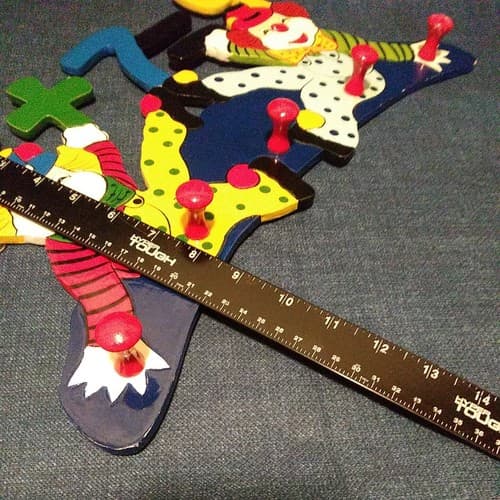 2 Clowns 2+7=9 Coat Rack Hat Rack Lanyard Rack Jewelry Rack Clown Art Leash Rack - Thumbnail 9