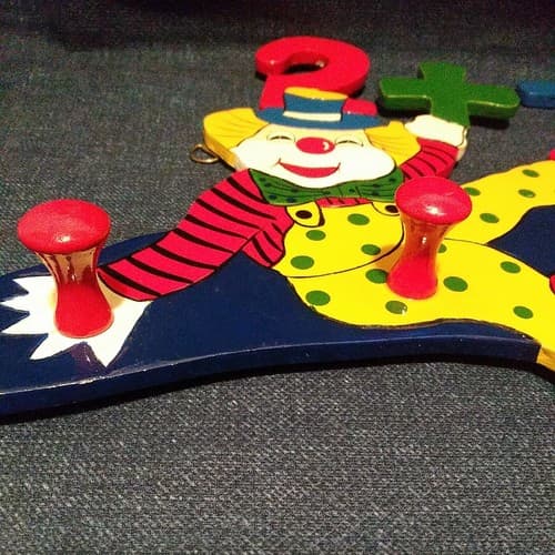 2 Clowns 2+7=9 Coat Rack Hat Rack Lanyard Rack Jewelry Rack Clown Art Leash Rack - Thumbnail 12