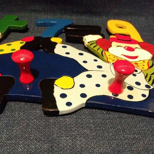 2 Clowns 2+7=9 Coat Rack Hat Rack Lanyard Rack Jewelry Rack Clown Art Leash Rack - Thumbnail 11