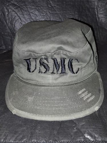 Rothco USMC Military Combat Hat Distressed Olive Green Cap Size 7.25 - Thumbnail 2