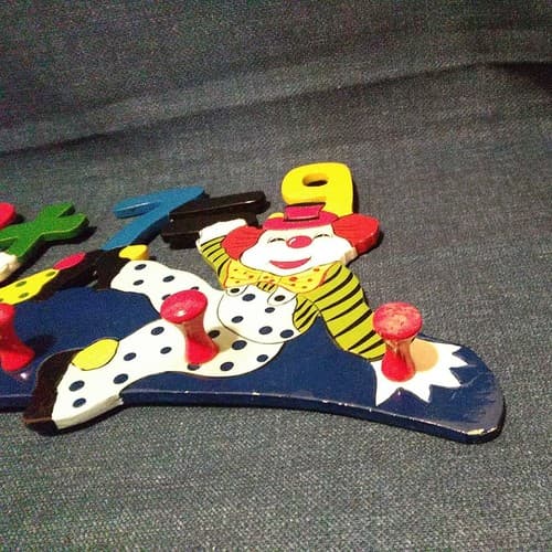 2 Clowns 2+7=9 Coat Rack Hat Rack Lanyard Rack Jewelry Rack Clown Art Leash Rack - Thumbnail 4