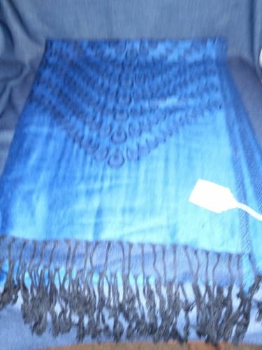 Pashminas Scarf Blue & Black Lula Belle Wrap Shaw - Thumbnail 2