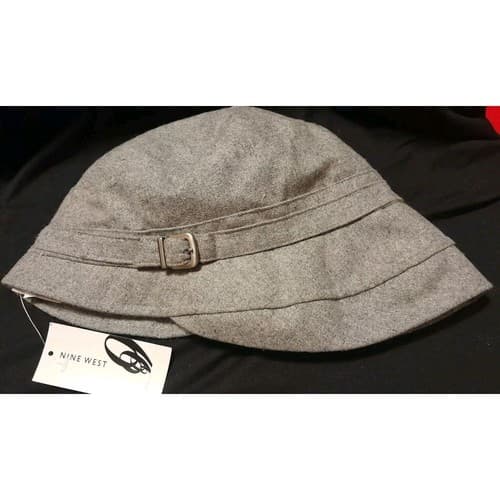 Nine West Gray Wool Bucket Hat Satin Lined Retro Chic Streetwear Style - Image 1