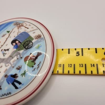 Villeroy & Boch Porcelai Replacement NAIF Christmas Scene Wagon Red Trim Laplau - Thumbnail 7