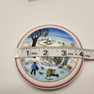 Villeroy & Boch Porcelai Replacement NAIF Christmas Scene Wagon Red Trim Laplau - Thumbnail 5