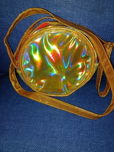 Christmas Holiday Purse Handbag Round Mint Candy Crossbody Santa 7" Red & White - Thumbnail 2
