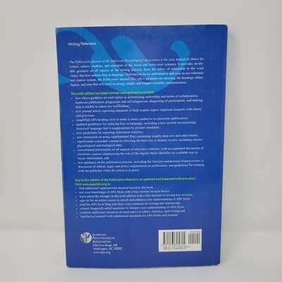 APA Manual 6th Edition 2010 Softcover Publication Manual Psychology Writing - Thumbnail 3
