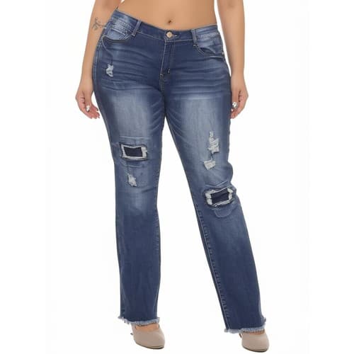 Vim Vixen Womens Sz 19 Distressed Jeans 36" Waist Dark Wash Ripped Raw Hem NWT - Image 1