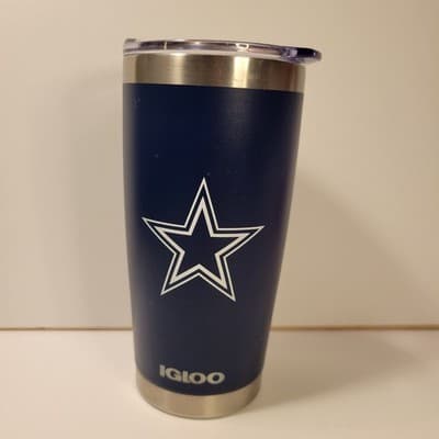 Dallas Cowboys Igloo Stainless Steel Tumbler 20 oz Travel Blue Cup Lid - Thumbnail 2