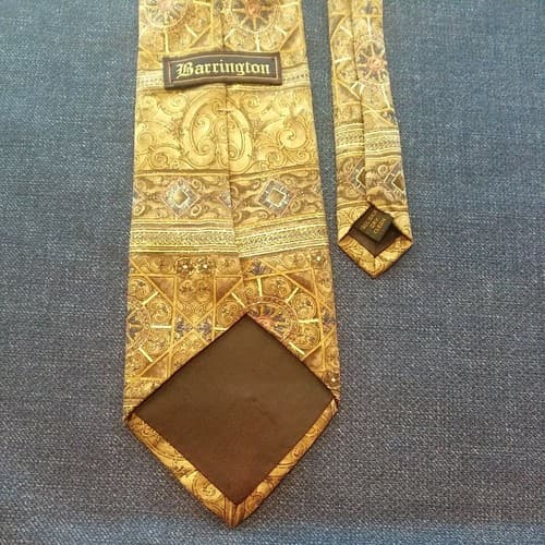 Barrington All SILK Tie Necktie 60.5" x 3.75" Green Gray Blue Tie Made in USA - Thumbnail 4