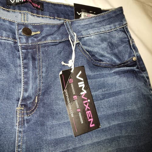 Vim Vixen Womens Sz 19 Distressed Jeans 36" Waist Dark Wash Ripped Raw Hem NWT - Thumbnail 5