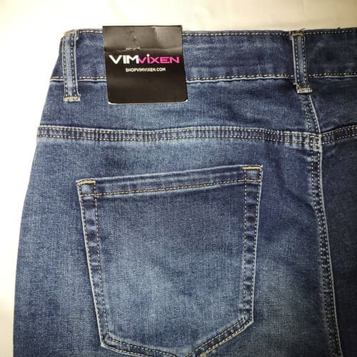 Vim Vixen Womens Sz 19 Distressed Jeans 36" Waist Dark Wash Ripped Raw Hem NWT - Thumbnail 9