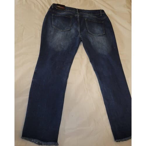 Vim Vixen Womens Sz 19 Distressed Jeans 36" Waist Dark Wash Ripped Raw Hem NWT - Thumbnail 3