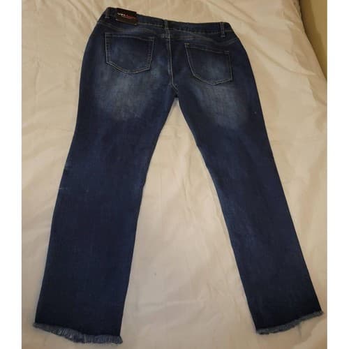 Vim Vixen Womens Sz 19 Distressed Jeans 36" Waist Dark Wash Ripped Raw Hem NWT - Thumbnail 8
