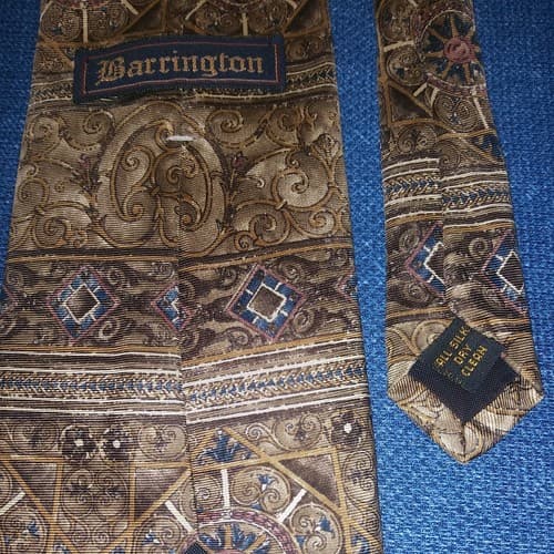 Barrington All SILK Tie Necktie 60.5" x 3.75" Green Gray Blue Tie Made in USA - Thumbnail 5