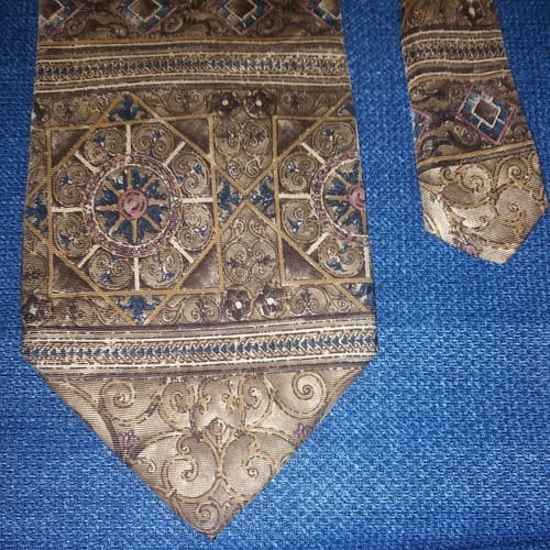 Barrington All SILK Tie Necktie 60.5" x 3.75" Green Gray Blue Tie Made in USA - Image 1