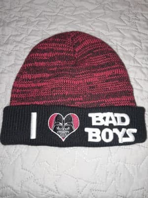 Vtg Star Wars I Love Bad Boys Women's Black Cuff Beanie Hat One Size Lucas Films - Thumbnail 2