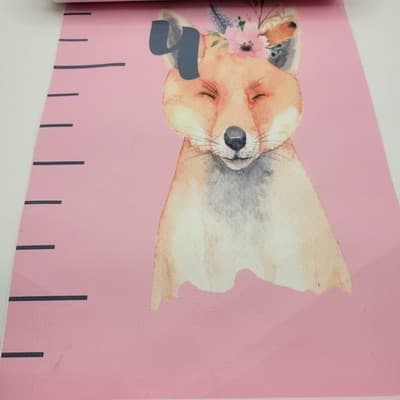 Pink Floral Nursery Growth Chart Wall Hanging Baby Height Ruler Canvas - Thumbnail 3