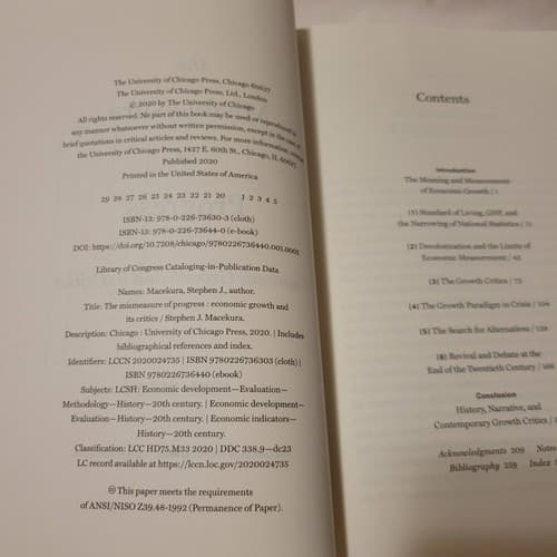 The Mismeasure of Progress: Economic Growth & Critics Hardcover 2020 - Thumbnail 7