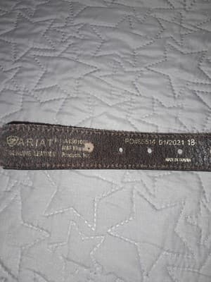 Ariat Belt ONLY Genuine Leather 01/2021 M & F Western PO#85514 18" NO BUCKLE - Thumbnail 8