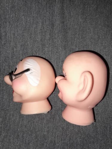 Set of 2 VTG Darice Craft Vinyl Doll Heads Doc & Dopey Snow White's Dwarf - Thumbnail 5