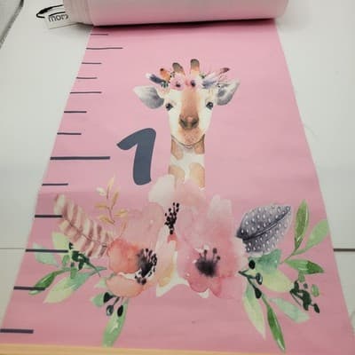Pink Floral Nursery Growth Chart Wall Hanging Baby Height Ruler Canvas - Thumbnail 6