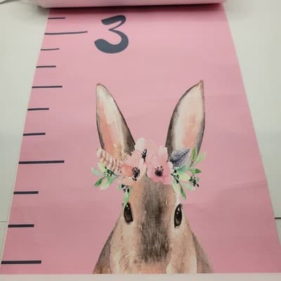 Pink Floral Nursery Growth Chart Wall Hanging Baby Height Ruler Canvas - Thumbnail 4