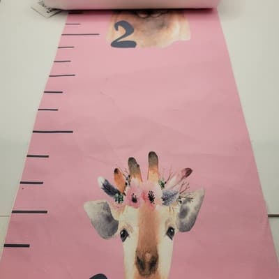 Pink Floral Nursery Growth Chart Wall Hanging Baby Height Ruler Canvas - Thumbnail 5