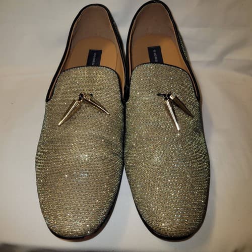 Giorgio Brutini Men’s 10.5D Gold Glitter Loafers Slip-On Dress Shoes X18001 - Thumbnail 3