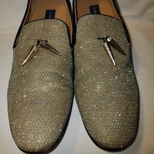 Giorgio Brutini Men’s 10.5D Gold Glitter Loafers Slip-On Dress Shoes X18001 - Thumbnail 5