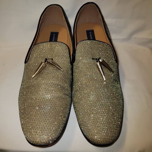 Giorgio Brutini Men’s 10.5D Gold Glitter Loafers Slip-On Dress Shoes X18001 - Thumbnail 2