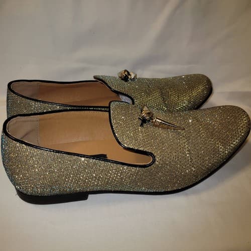 Giorgio Brutini Men’s 10.5D Gold Glitter Loafers Slip-On Dress Shoes X18001 - Thumbnail 9