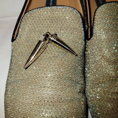 Giorgio Brutini Men’s 10.5D Gold Glitter Loafers Slip-On Dress Shoes X18001 - Thumbnail 4