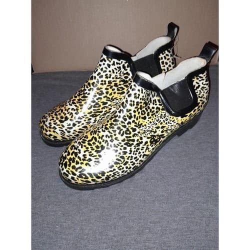 Just Be Leopard Print Ankle Rain Boots Women’s Size 10 Slip-On Waterproof - Image 1