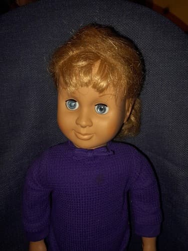 Vintage 1998 Battat Our Generation Doll Short Blonde Hair Blue Eyes Purple Rompe - Image 1