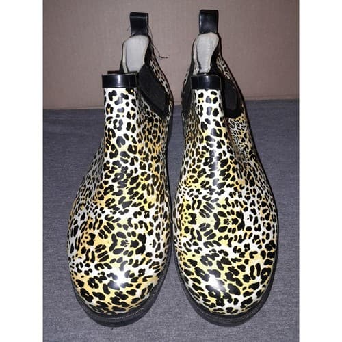 Just Be Leopard Print Ankle Rain Boots Women’s Size 10 Slip-On Waterproof - Thumbnail 2